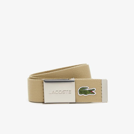 Ceinture ajustable sangle tissée Lacoste beige - French Destock