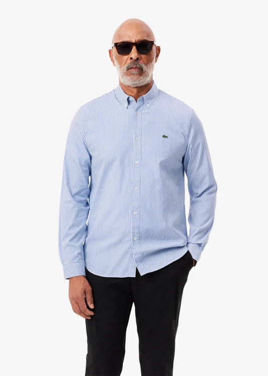 Chemise rayée Lacoste bleue - French Destock