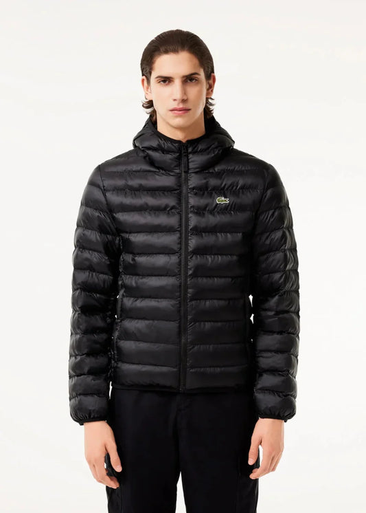 Doudoune à capuche Lacoste noire - French Destock