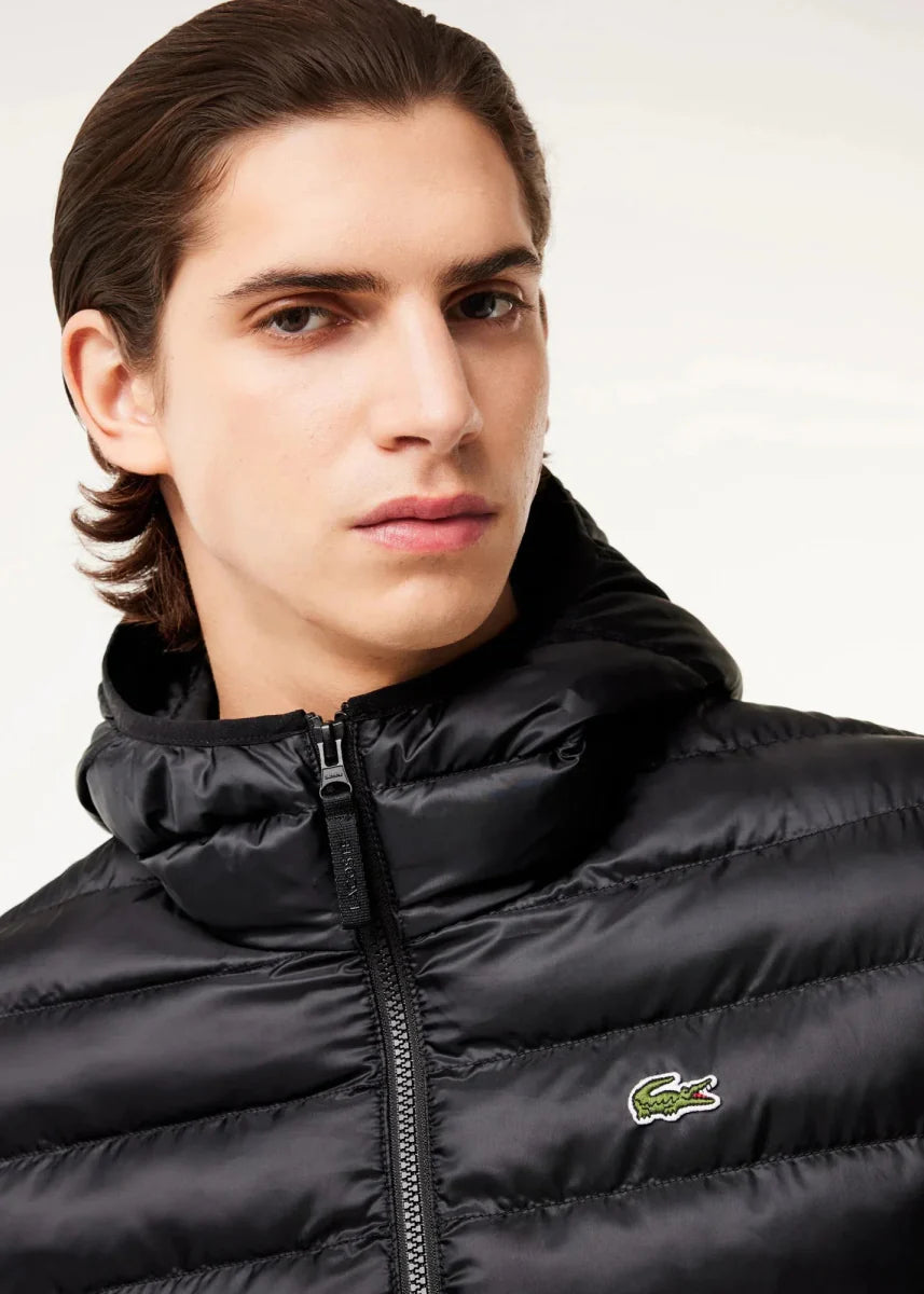 Doudoune à capuche Lacoste noire - French Destock