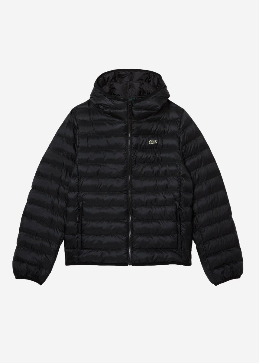Doudoune à capuche Lacoste noire - French Destock
