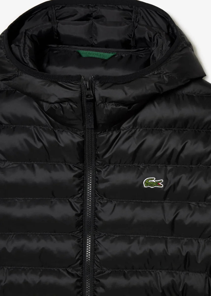 Doudoune à capuche Lacoste noire - French Destock