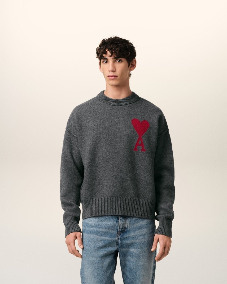 GREY WOOL AMI SWEATER - French Destock
