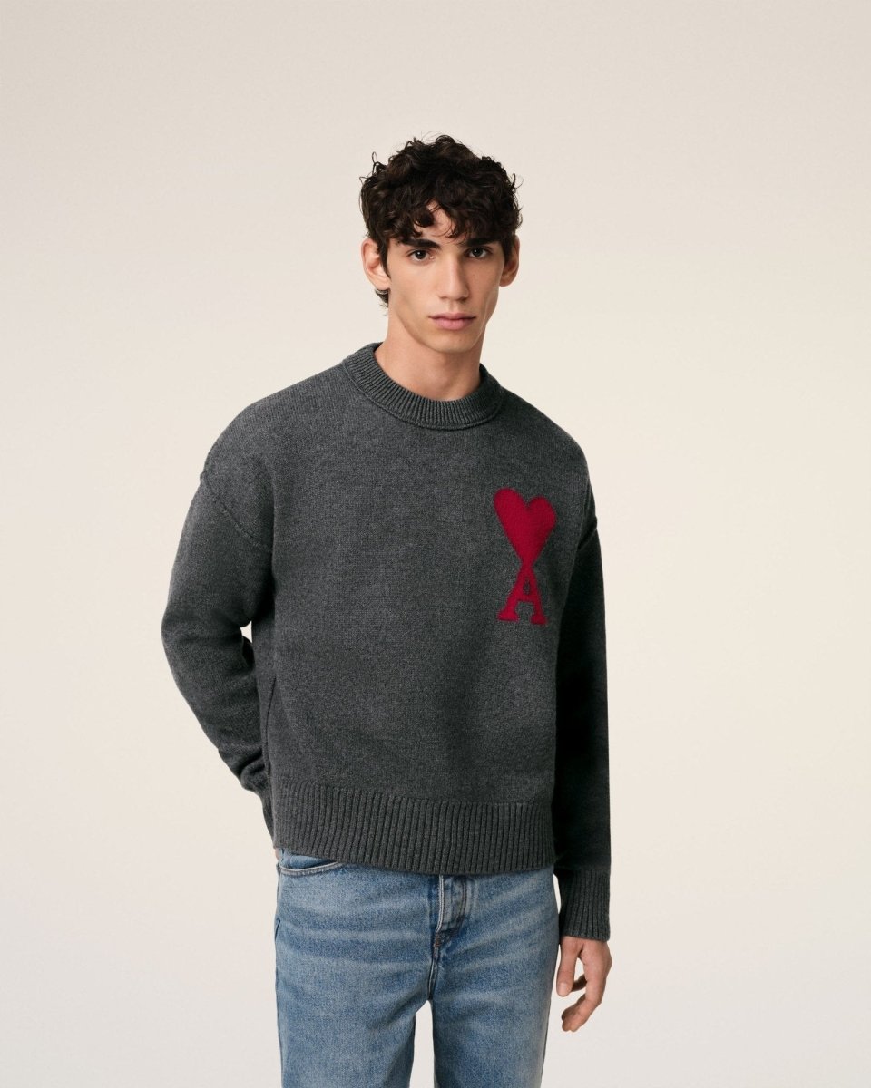 GREY WOOL AMI SWEATER - French Destock