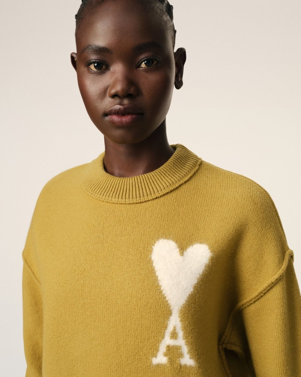 MUSTARD WOOL AMI SWEATER - French Destock