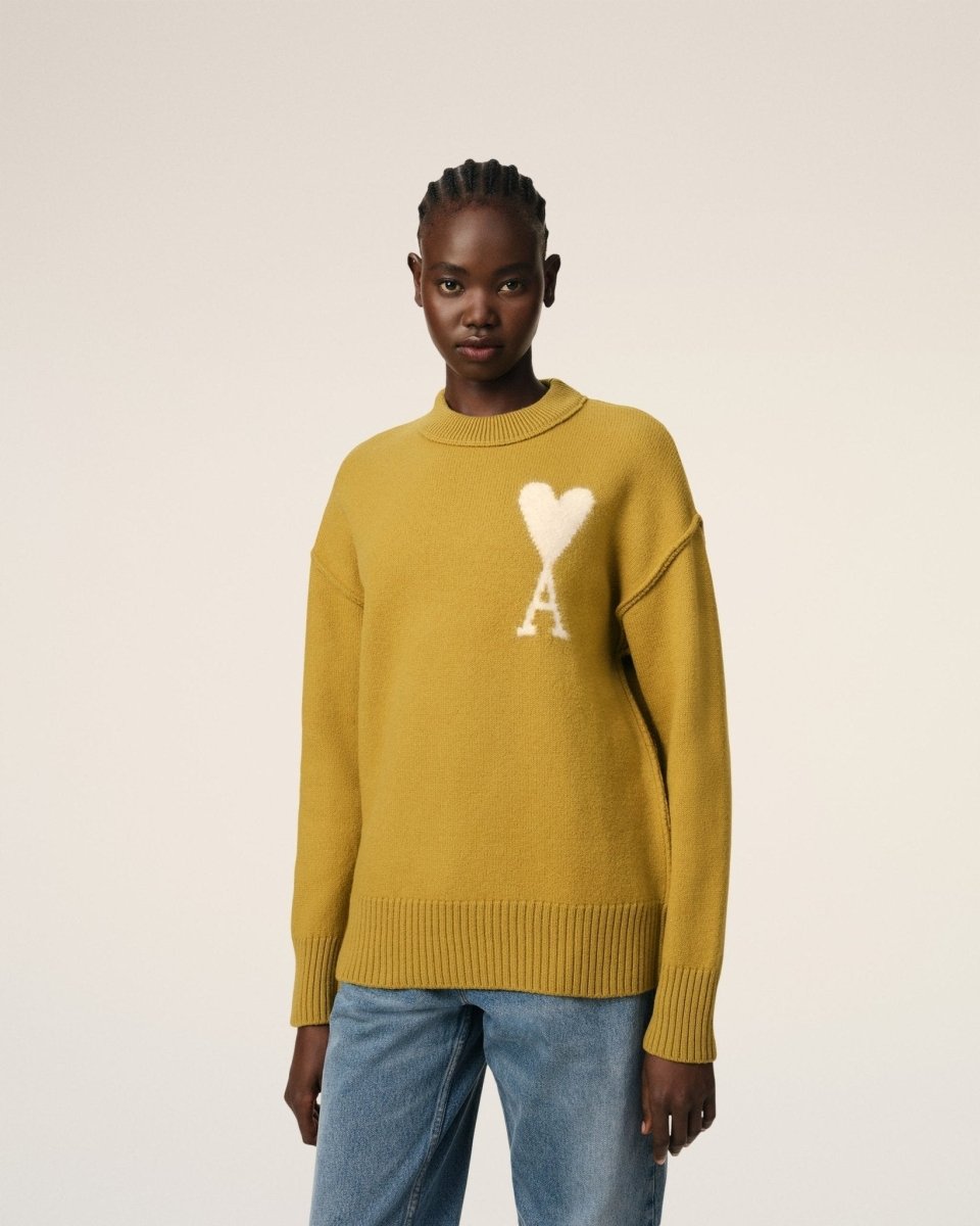 MUSTARD WOOL AMI SWEATER - French Destock