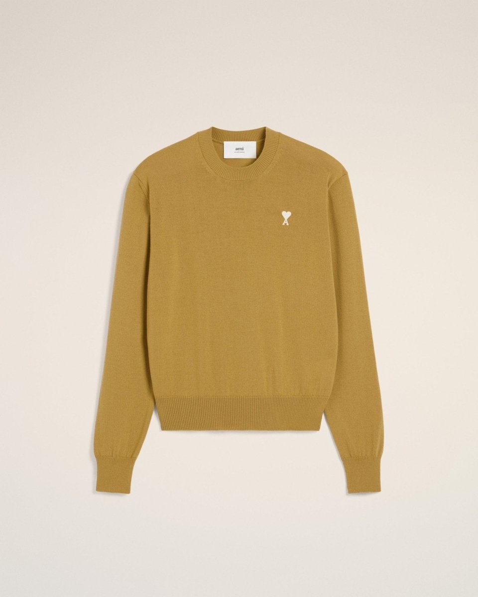 MUSTARD WOOL CREW NECK SWEATER - French Destock