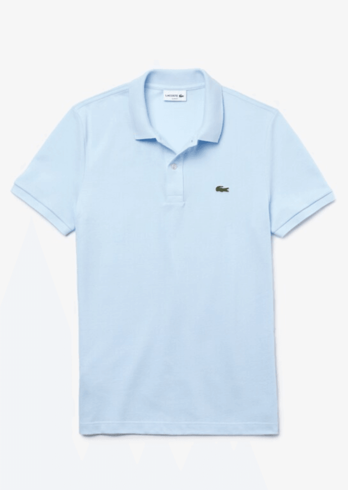 Polo Lacoste ajusté bleu clair - French Destock