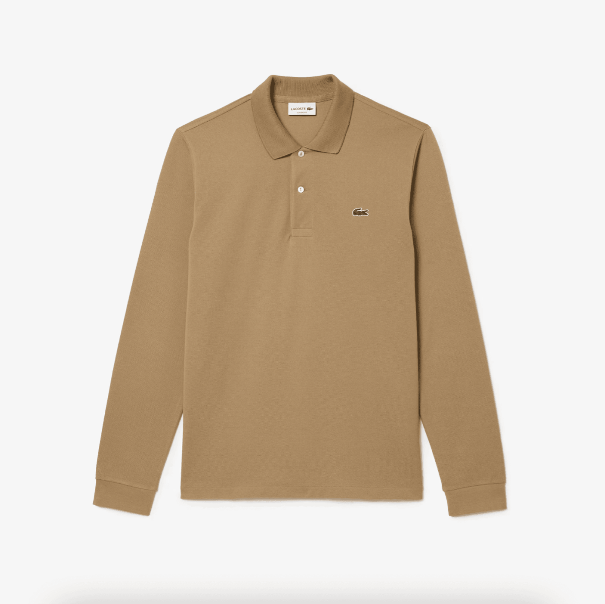 Polo manches longues Lacoste beige - French Destock
