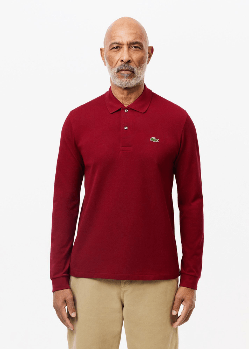Polo manches longues Lacoste bordeaux - French Destock