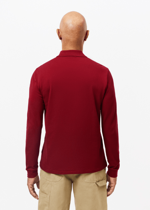 Polo manches longues Lacoste bordeaux - French Destock