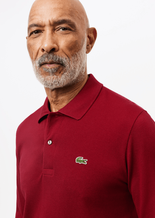 Polo manches longues Lacoste bordeaux - French Destock