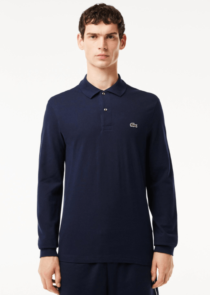 Polo manches longues Lacoste marine - French Destock