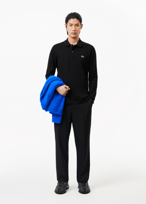 Polo manches longues Lacoste noir - French Destock
