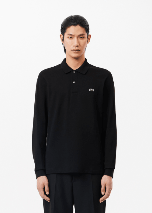 Polo manches longues Lacoste noir - French Destock