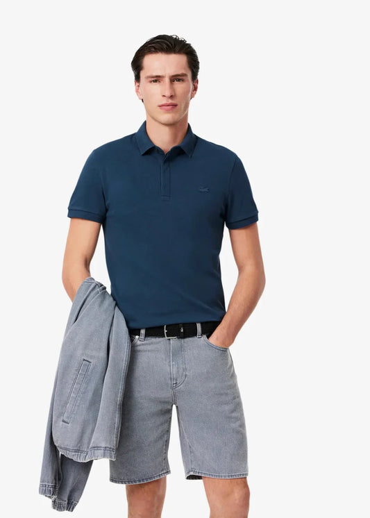 Polo Paris Lacoste bleu - French Destock