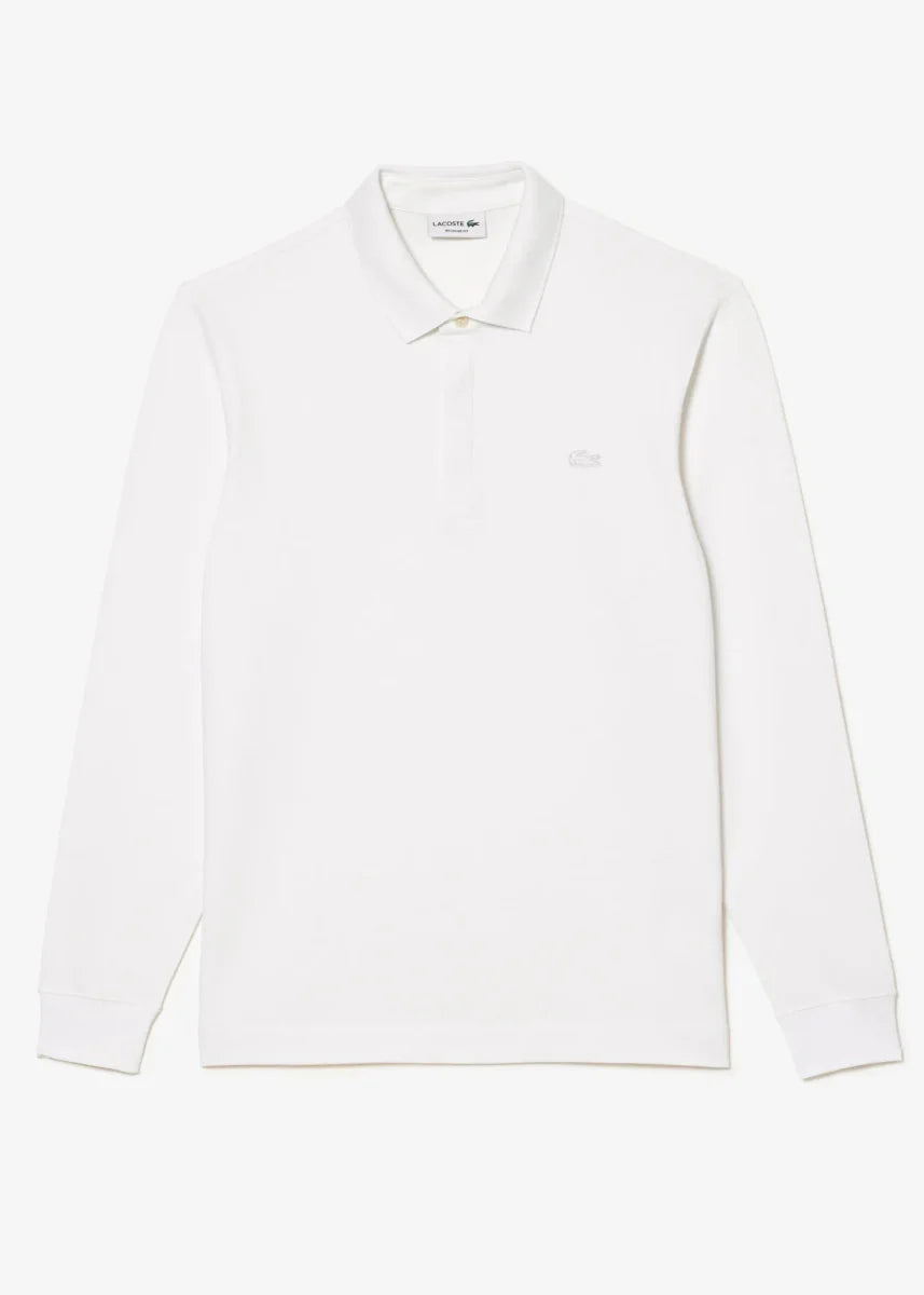 Polo Paris manches longues Lacoste blanc - French Destock