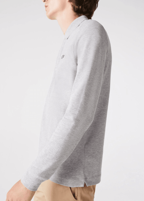 Polo Paris manches longues Lacoste gris - French Destock