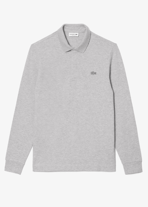 Polo Paris manches longues Lacoste gris - French Destock