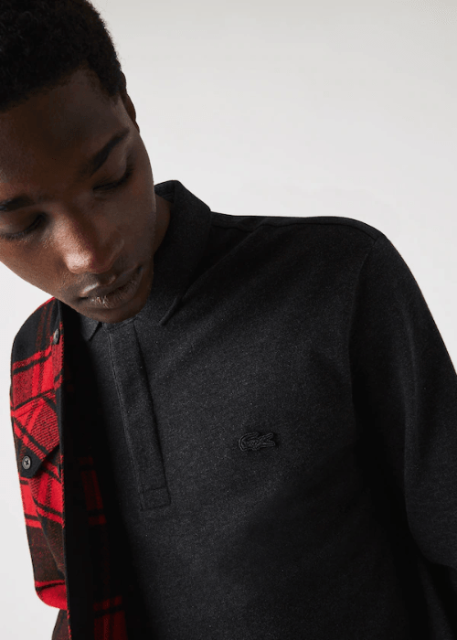 Polo Paris manches longues Lacoste gris - French Destock