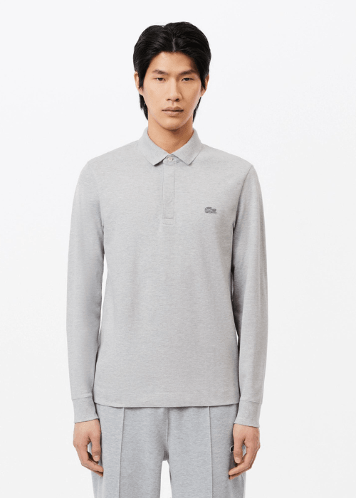 Polo Paris manches longues Lacoste gris - French Destock