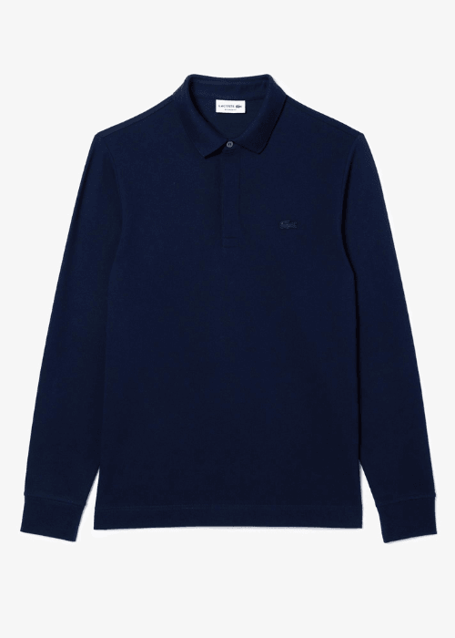 Polo Paris manches longues Lacoste marine - French Destock