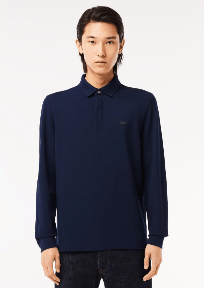 Polo Paris manches longues Lacoste marine - French Destock
