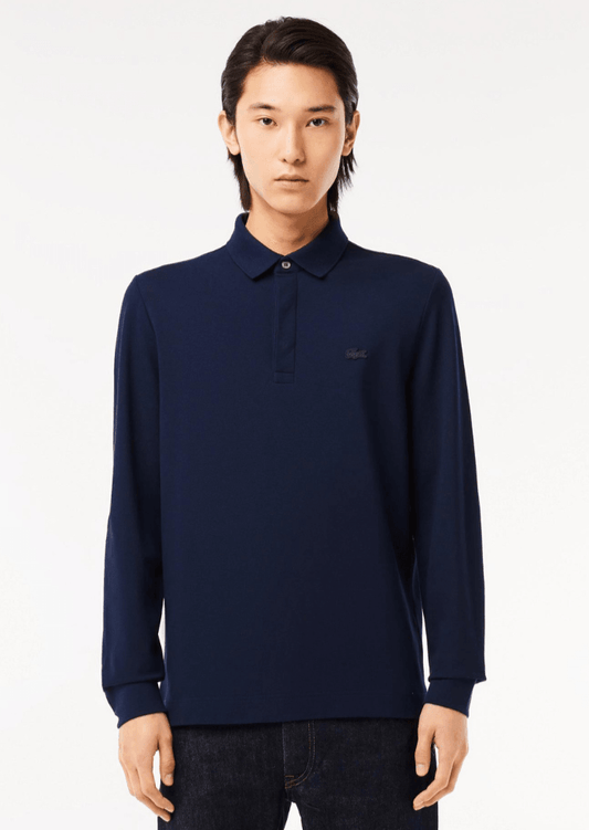 Polo Paris manches longues Lacoste marine - French Destock