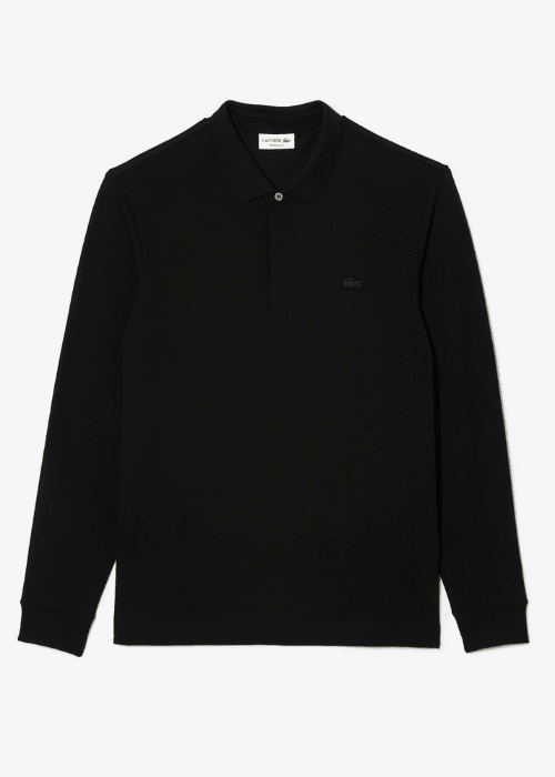 Polo Paris manches longues Lacoste noir - French Destock