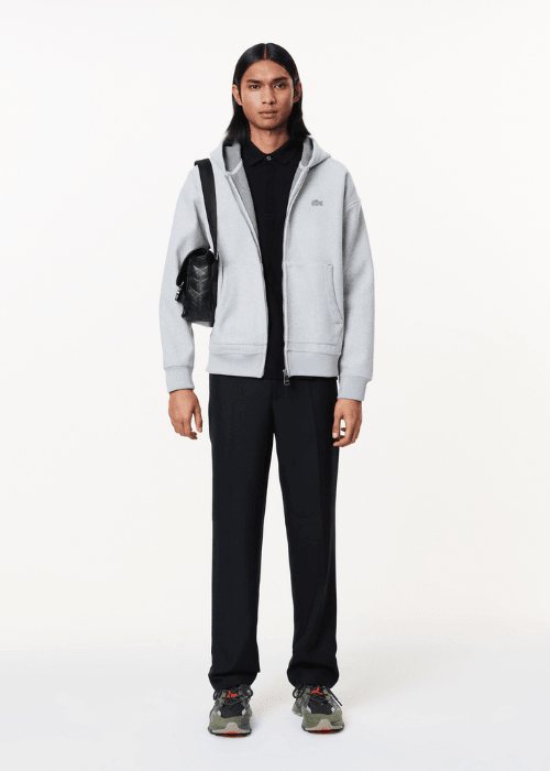 Polo Paris manches longues Lacoste noir - French Destock