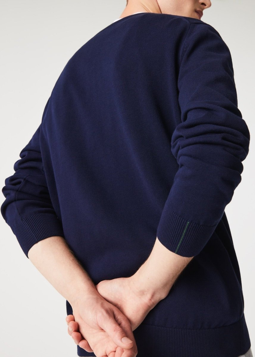 Pull col V Lacoste marine - French Destock