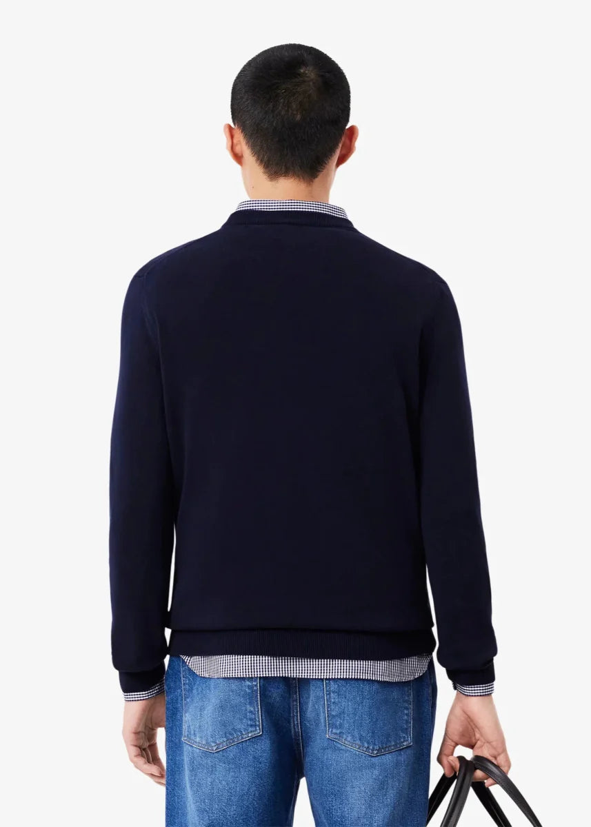 Pull col V Lacoste marine - French Destock
