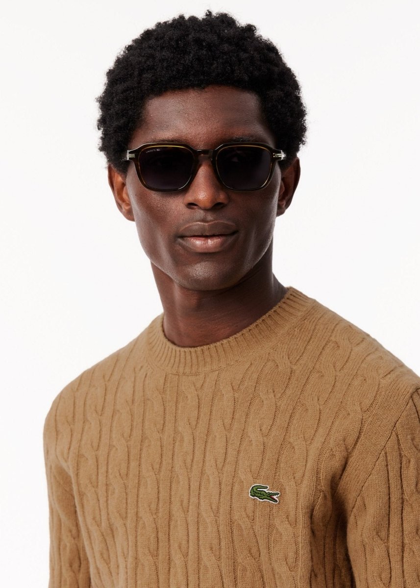 Pull torsadé Lacoste beige en laine - French Destock