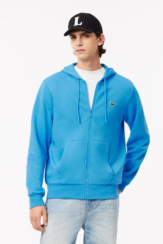 Sweat à capuche Lacoste bleu - French Destock
