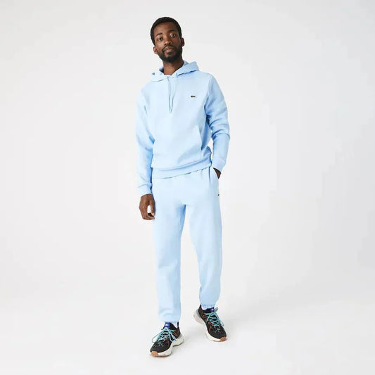 Sweat à capuche Lacoste bleu en coton bio - French Destock