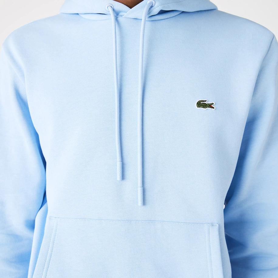 Sweat à capuche Lacoste bleu en coton bio - French Destock