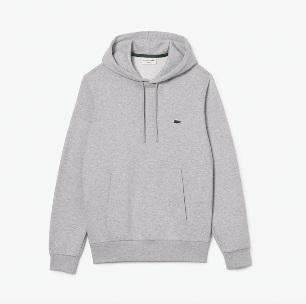 Sweat à capuche Lacoste gris en coton bio - French Destock