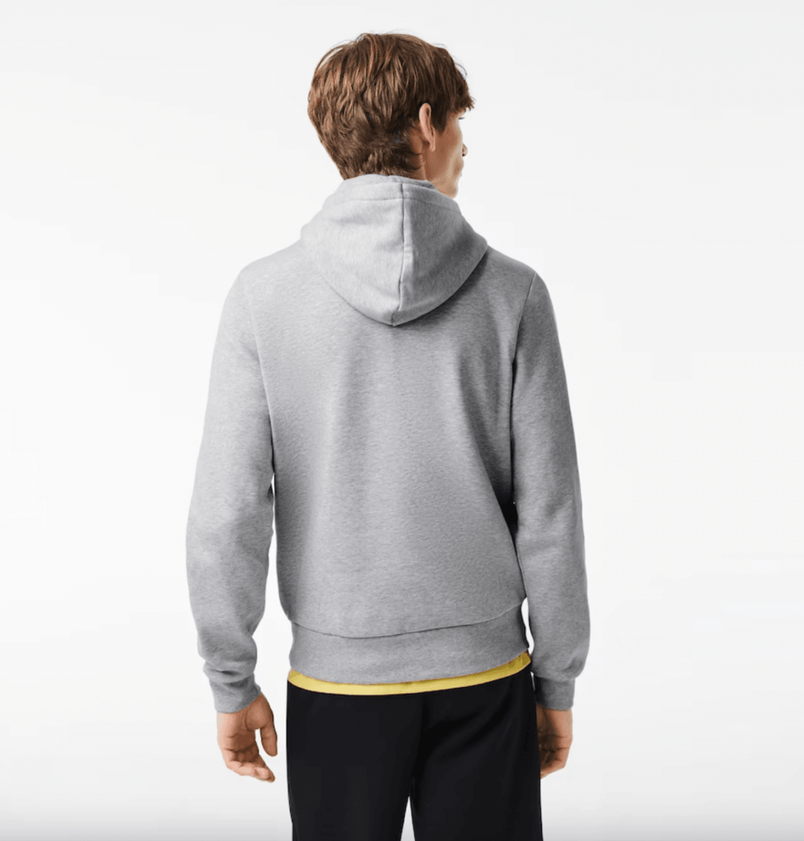 Sweat à capuche Lacoste gris en coton bio - French Destock