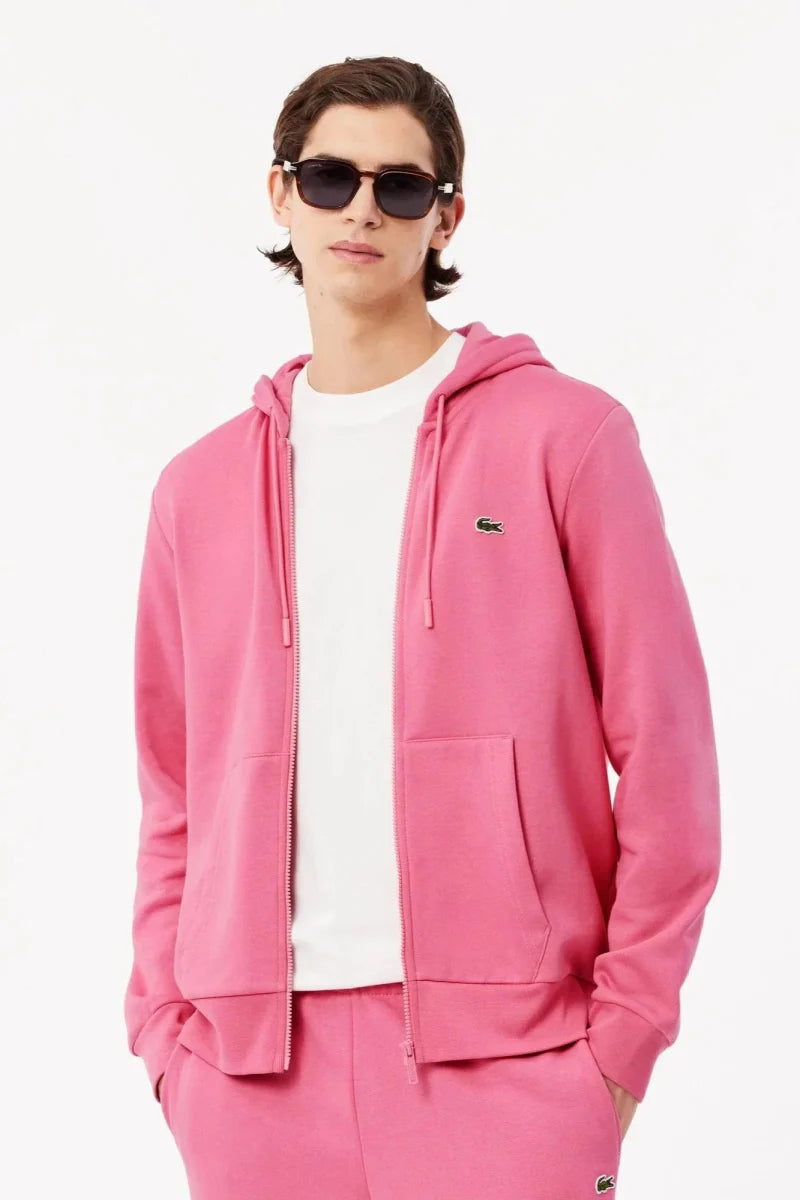 Sweat à capuche Lacoste rose - French Destock