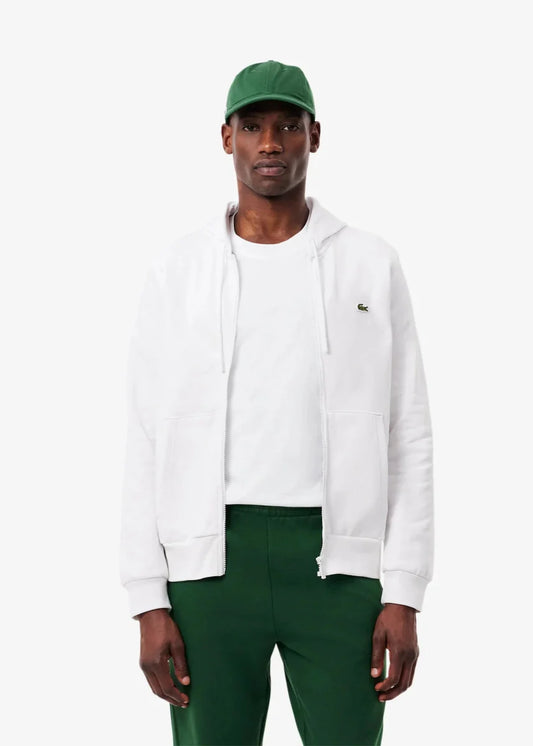 Sweat zippé à capuche Lacoste blanc - French Destock