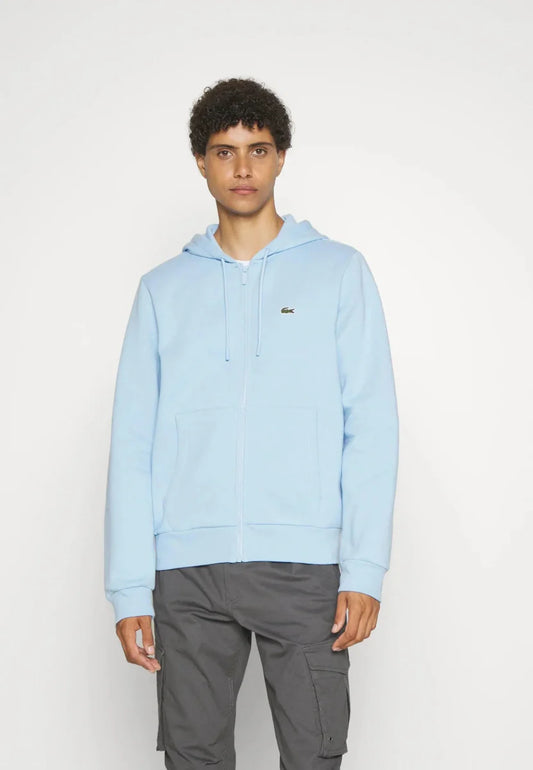 Sweat zippé à capuche Lacoste bleu clair - French Destock
