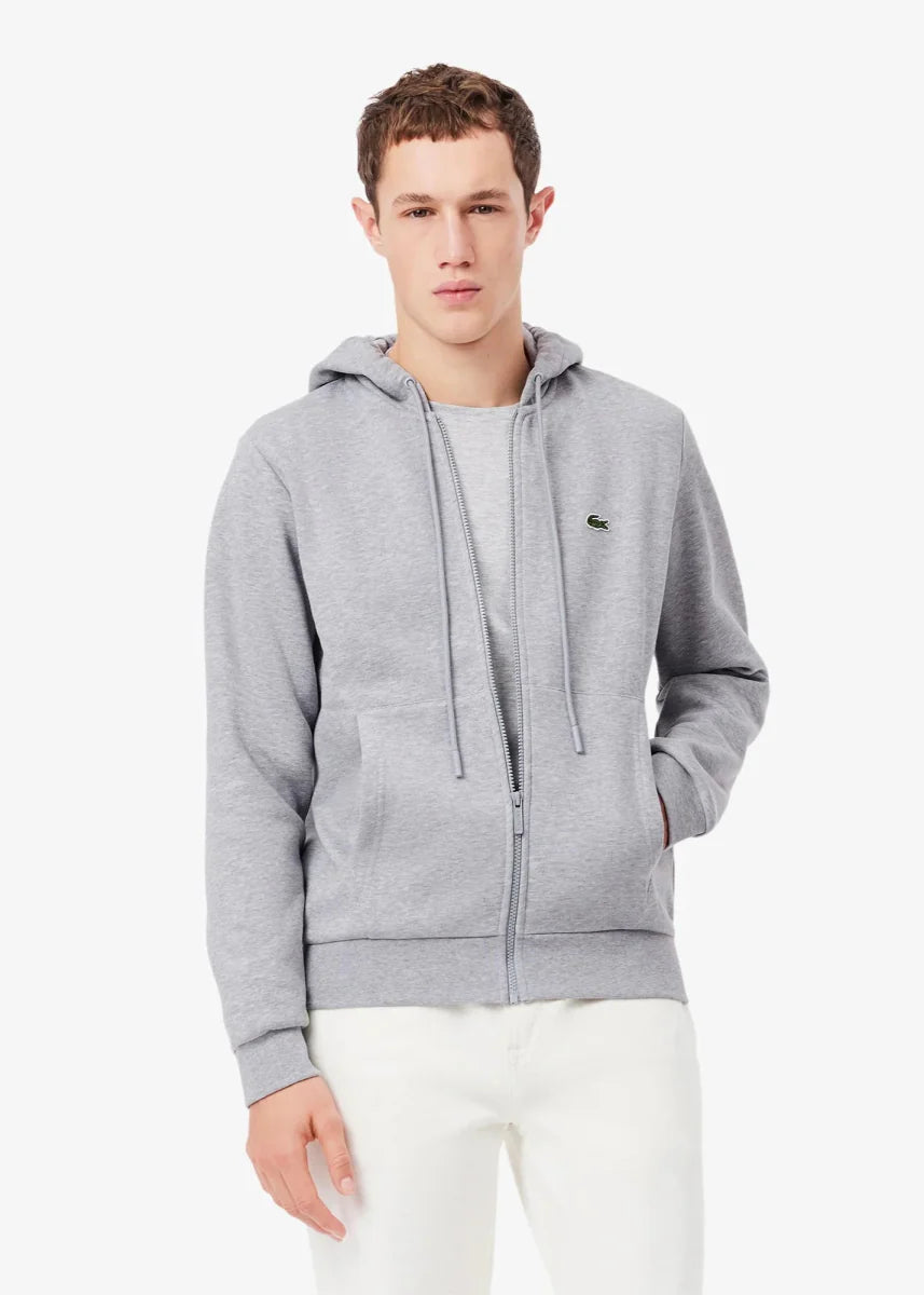 Sweat zippé à capuche Lacoste gris - French Destock