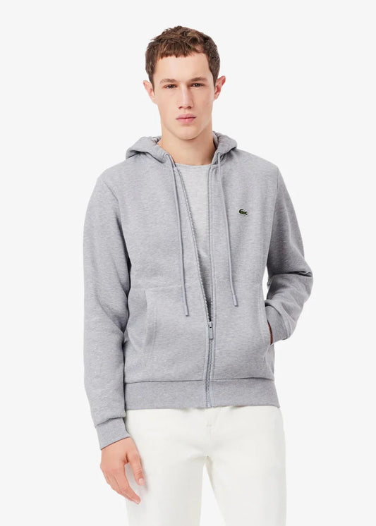 Sweat zippé à capuche Lacoste gris - French Destock