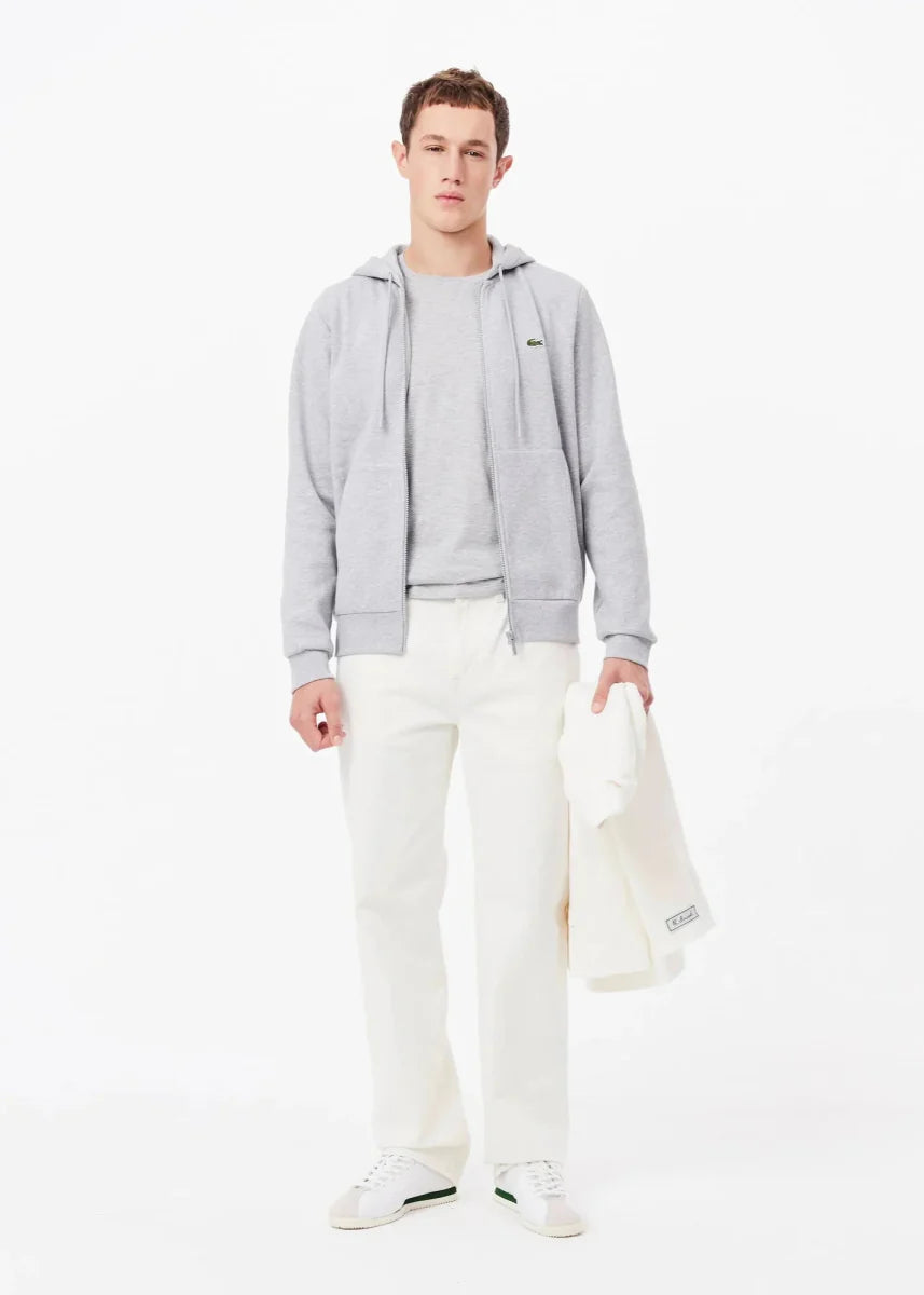 Sweat zippé à capuche Lacoste gris - French Destock