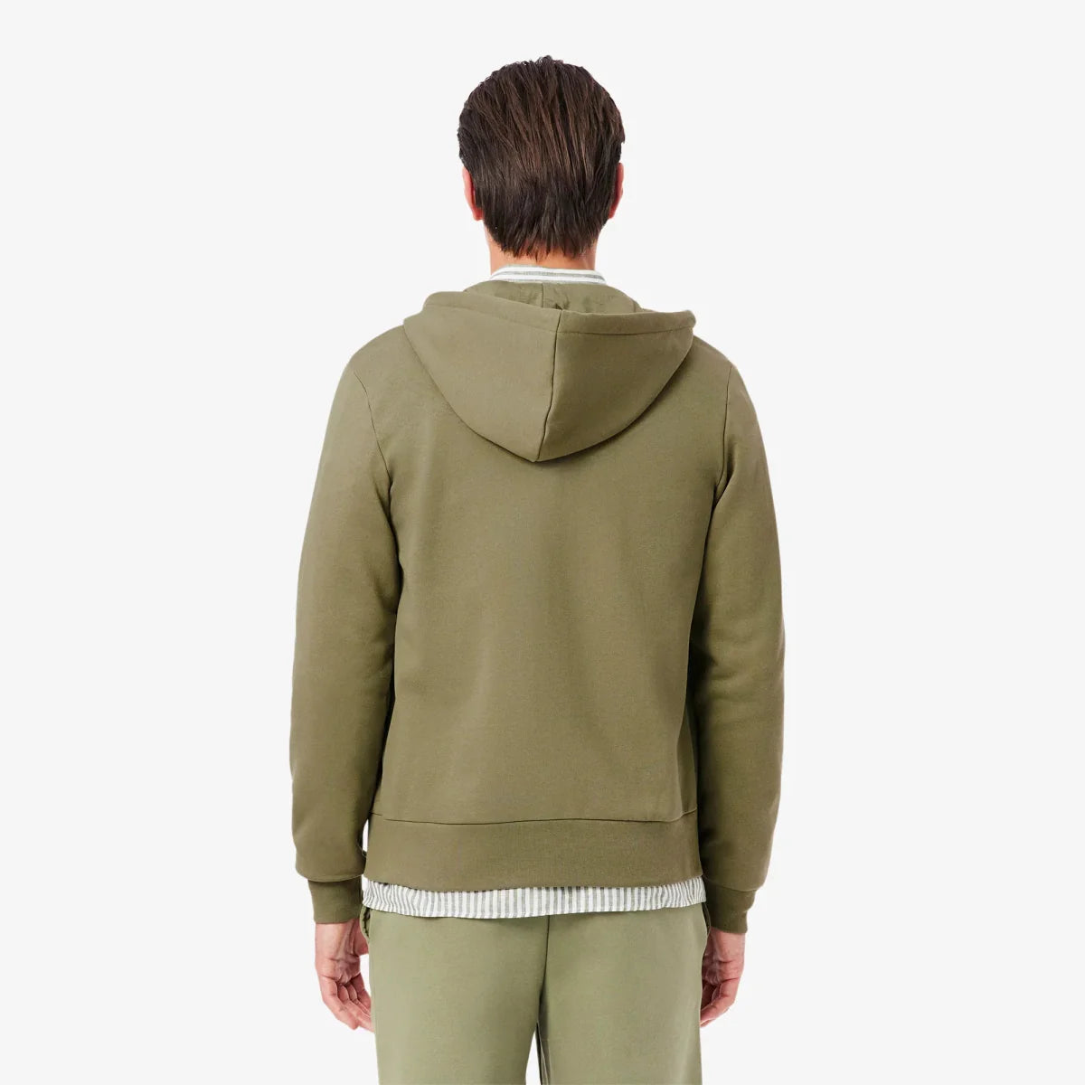 Sweat zippé à capuche Lacoste kaki - French Destock