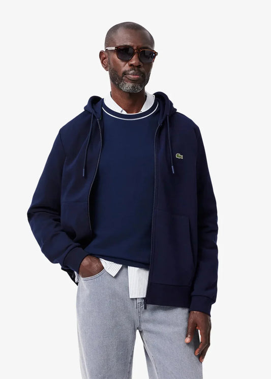 Sweat zippé à capuche Lacoste marine - French Destock