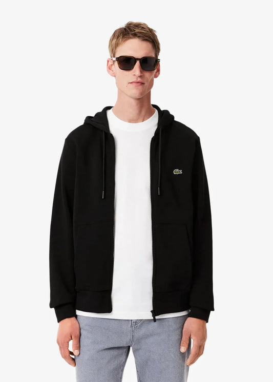 Sweat zippé à capuche Lacoste noir - French Destock