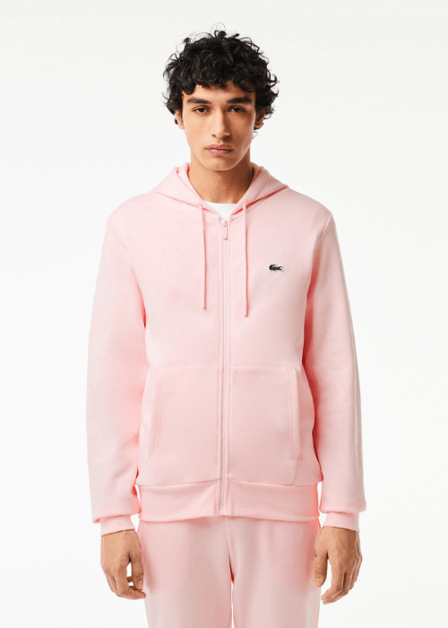 Sweat zippé à capuche Lacoste rose - French Destock