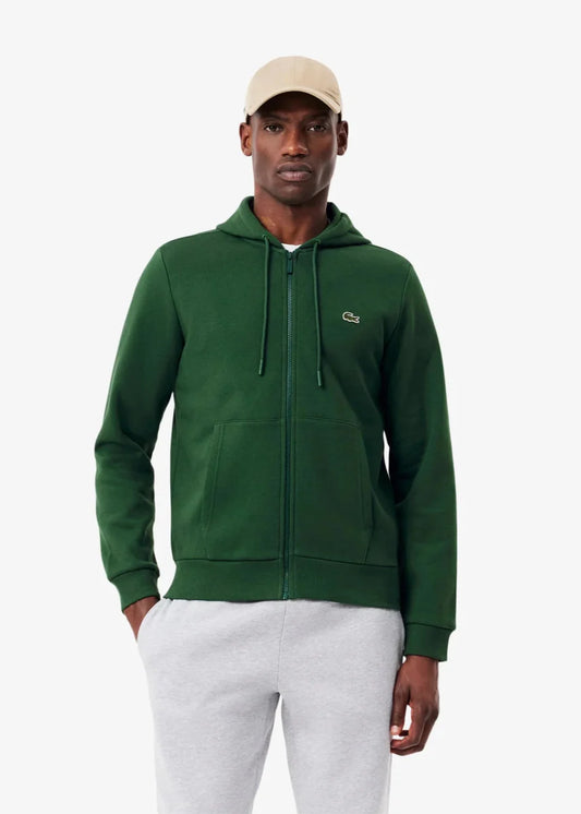 Sweat zippé à capuche Lacoste vert - French Destock